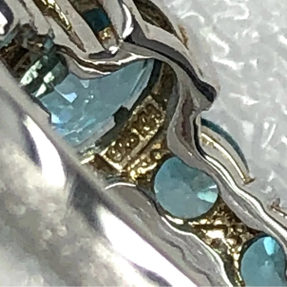 Blue Topaz Ring Size 6 Five Stone Rhodium Over Sterling Silver